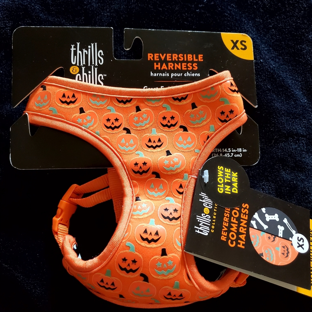 🎃🎃🎃Thrills & Chills Reversible Dog Harness - Halloween Size XS